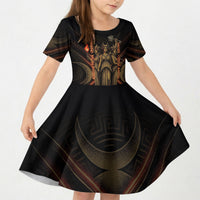 Hecate Triple Goddess Kid Short Sleeve Dress Greek Hecate Flaming Torches Key Snake And Hounds