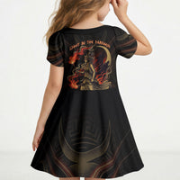 Hecate Triple Goddess Kid Short Sleeve Dress Greek Hecate Flaming Torches Key Snake And Hounds