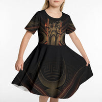 Hecate Triple Goddess Kid Short Sleeve Dress Greek Hecate Flaming Torches Key Snake And Hounds