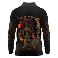 Hecate Triple Goddess Long Sleeve Polo Shirt Greek Hecate Flaming Torches Key Snake And Hounds