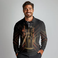 Hecate Triple Goddess Long Sleeve Polo Shirt Greek Hecate Flaming Torches Key Snake And Hounds