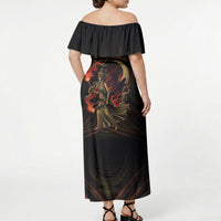 Hecate Triple Goddess Off Shoulder Maxi Dress Greek Hecate Flaming Torches Key Snake And Hounds