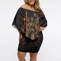 Hecate Triple Goddess Off Shoulder Short Dress Greek Hecate Flaming Torches Key Snake And Hounds