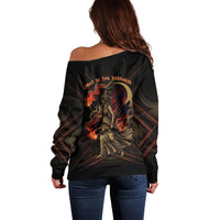 Hecate Triple Goddess Off Shoulder Sweater Greek Hecate Flaming Torches Key Snake And Hounds