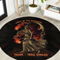 Hecate Triple Goddess Round Carpet Greek Hecate Flaming Torches Key Snake And Hounds
