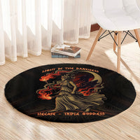 Hecate Triple Goddess Round Carpet Greek Hecate Flaming Torches Key Snake And Hounds