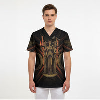 Hecate Triple Goddess Scrub Top Greek Hecate Flaming Torches Key Snake And Hounds