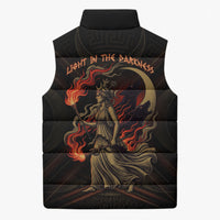 Hecate Triple Goddess Sleeveless Puffer Jacket Greek Hecate Flaming Torches Key Snake And Hounds