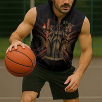 Hecate Triple Goddess Sleeveless Zip Hoodie Greek Hecate Flaming Torches Key Snake And Hounds