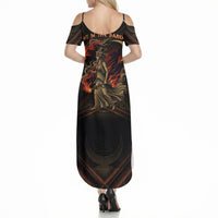 Hecate Triple Goddess Summer Maxi Dress Greek Hecate Flaming Torches Key Snake And Hounds