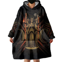 Hecate Triple Goddess Wearable Blanket Hoodie Greek Hecate Flaming Torches Key Snake And Hounds