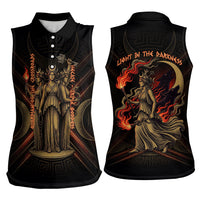 Hecate Triple Goddess Women Sleeveless Polo Shirt Greek Hecate Flaming Torches Key Snake And Hounds