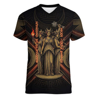 Hecate Triple Goddess Women V-Neck T-Shirt Greek Hecate Flaming Torches Key Snake And Hounds
