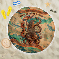 Hecate Goddess Of Witchcraft Beach Blanket Hecate Flaming Torch Serpent And Strophalos Wheel Greek