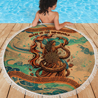 Hecate Goddess Of Witchcraft Beach Blanket Hecate Flaming Torch Serpent And Strophalos Wheel Greek