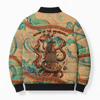 Hecate Goddess Of Witchcraft Bomber Puffer Jacket Hecate Flaming Torch Serpent And Strophalos Wheel Greek