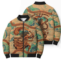 Hecate Goddess Of Witchcraft Bomber Puffer Jacket Hecate Flaming Torch Serpent And Strophalos Wheel Greek