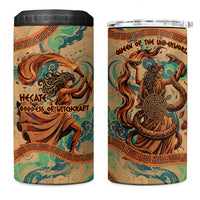 Hecate Goddess Of Witchcraft 4 in 1 Can Cooler Tumbler Hecate Flaming Torch Serpent And Strophalos Wheel Greek
