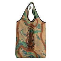 Hecate Goddess Of Witchcraft Grocery Bag Hecate Flaming Torch Serpent And Strophalos Wheel Greek