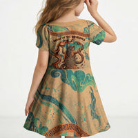 Hecate Goddess Of Witchcraft Kid Short Sleeve Dress Hecate Flaming Torch Serpent And Strophalos Wheel Greek