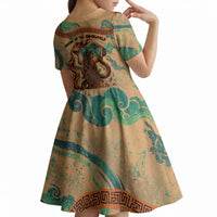 Hecate Goddess Of Witchcraft Kid Short Sleeve Dress Hecate Flaming Torch Serpent And Strophalos Wheel Greek