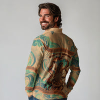 Hecate Goddess Of Witchcraft Long Sleeve Polo Shirt Hecate Flaming Torch Serpent And Strophalos Wheel Greek