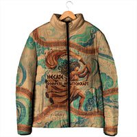Hecate Goddess Of Witchcraft Padded Jacket Hecate Flaming Torch Serpent And Strophalos Wheel Greek