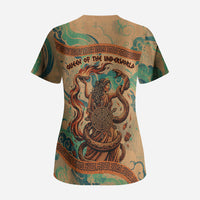 Hecate Goddess Of Witchcraft Scrub Top Hecate Flaming Torch Serpent And Strophalos Wheel Greek