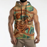 Hecate Goddess Of Witchcraft Sleeveless Hoodie Hecate Flaming Torch Serpent And Strophalos Wheel Greek