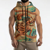 Hecate Goddess Of Witchcraft Sleeveless Zip Hoodie Hecate Flaming Torch Serpent And Strophalos Wheel Greek