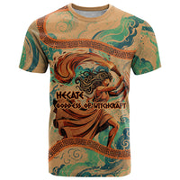 Hecate Goddess Of Witchcraft T Shirt Hecate Flaming Torch Serpent And Strophalos Wheel Greek