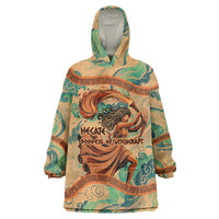 Hecate Goddess Of Witchcraft Wearable Blanket Hoodie Hecate Flaming Torch Serpent And Strophalos Wheel Greek