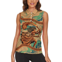 Hecate Goddess Of Witchcraft Women Sleeveless Polo Shirt Hecate Flaming Torch Serpent And Strophalos Wheel Greek