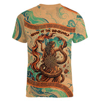 Hecate Goddess Of Witchcraft Women V-Neck T-Shirt Hecate Flaming Torch Serpent And Strophalos Wheel Greek