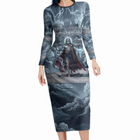 Mount Olympus Long Sleeve Bodycon Dress Throne Of The Twelve Gods Greek Mythology