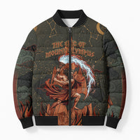 Mount Olympus Bomber Puffer Jacket Greek Prometheus Torch Flame Lightning Mountain Constellations