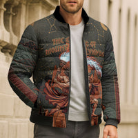 Mount Olympus Bomber Puffer Jacket Greek Prometheus Torch Flame Lightning Mountain Constellations