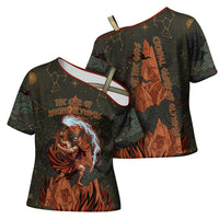 Mount Olympus Cross Shoulder Shirt Greek Prometheus Torch Flame Lightning Mountain Constellations