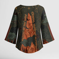 Mount Olympus Kimono Sleeve Blouse Greek Prometheus Torch Flame Lightning Mountain Constellations