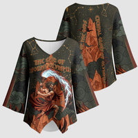 Mount Olympus Kimono Sleeve Blouse Greek Prometheus Torch Flame Lightning Mountain Constellations