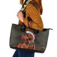 Mount Olympus Leather Tote Bag Greek Prometheus Torch Flame Lightning Mountain Constellations
