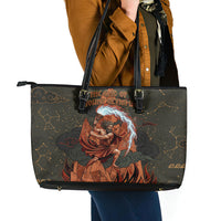 Mount Olympus Leather Tote Bag Greek Prometheus Torch Flame Lightning Mountain Constellations