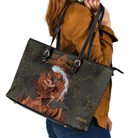 Mount Olympus Leather Tote Bag Greek Prometheus Torch Flame Lightning Mountain Constellations