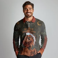 Mount Olympus Long Sleeve Polo Shirt Greek Prometheus Torch Flame Lightning Mountain Constellations