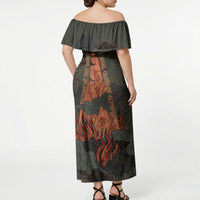 Mount Olympus Off Shoulder Maxi Dress Greek Prometheus Torch Flame Lightning Mountain Constellations