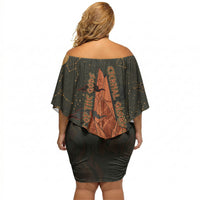 Mount Olympus Off Shoulder Short Dress Greek Prometheus Torch Flame Lightning Mountain Constellations