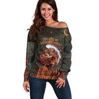 Mount Olympus Off Shoulder Sweater Greek Prometheus Torch Flame Lightning Mountain Constellations