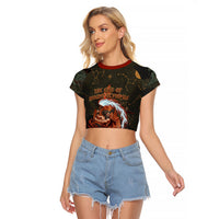 Mount Olympus Raglan Cropped T Shirt Greek Prometheus Torch Flame Lightning Mountain Constellations