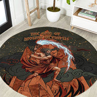 Mount Olympus Round Carpet Greek Prometheus Torch Flame Lightning Mountain Constellations