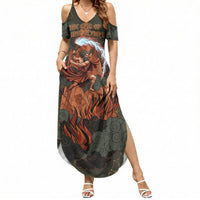Mount Olympus Summer Maxi Dress Greek Prometheus Torch Flame Lightning Mountain Constellations